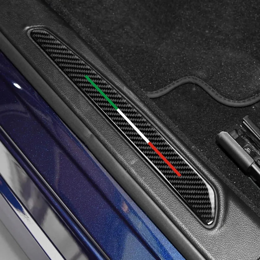 CARBON FIBER LOOK + TRICOLORE DOOR INLET SILL FOR ALFA ROMEO GIULIA