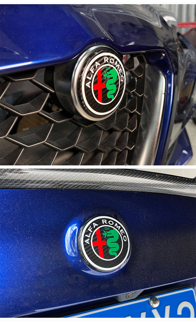 Kaufe Real Carbon Fiber Auto hinten Logo Kreis Abdeckung Trim Aufkleber Für Alfa  Romeo Giulia Stelvio Auto Außen