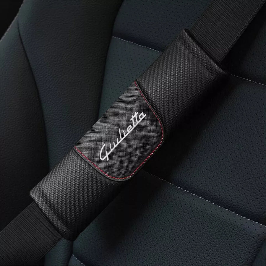 Seat Belt Protector Carbon Look For Alfa Romeo Giulia, Stelvio, Giulietta, Mito, 147 GTA, 156, 159