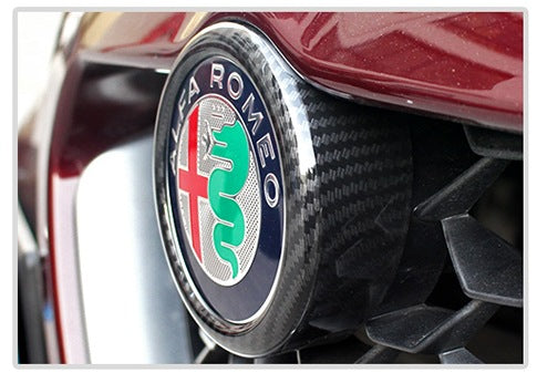 Kaufe Real Carbon Fiber Auto hinten Logo Kreis Abdeckung Trim Aufkleber Für  Alfa Romeo Giulia Stelvio Auto Außen