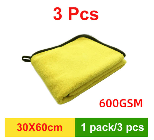 1pc 30*60 Grey-yellow Dual-sided Car Wash Microfiber Towel