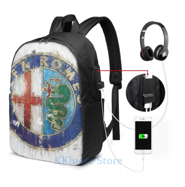 ALFA ROMEO Logo 3 Backpack USB Charge - Bag