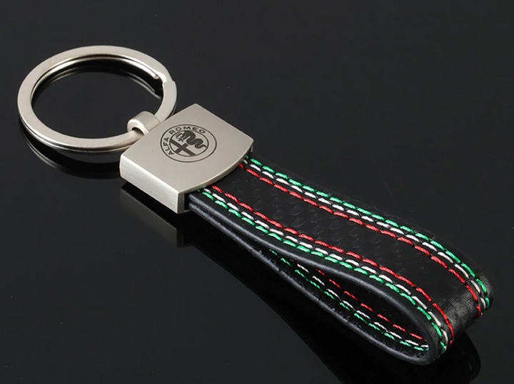 Alfa Romeo Keychain - Italian Colours Stitching & Alfa Romeo Logo