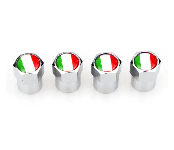 Tricolore Wheel Tires Valves Caps for Giulia, Stelvio, Giulietta, Mito, Brera, 159, 156, 147, 4C