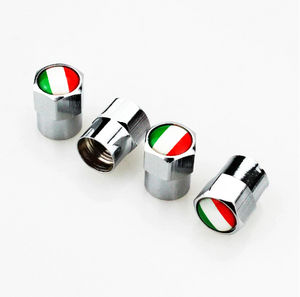 Tricolore Wheel Tires Valves Caps for Giulia, Stelvio, Giulietta, Mito, Brera, 159, 156, 147, 4C