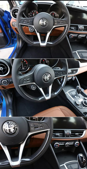 QV Style Real Carbon Steering Wheel Trim for Alfa Romeo Giulia and Stelvio