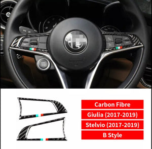 CARBON FIBER LOOK + TRICOLORE Steering wheel buttons cover GIULIA/STELVIO