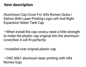 Alfa Romeo Giulia & Stelvio Alloy/Aluminium Expansion Tank Cap